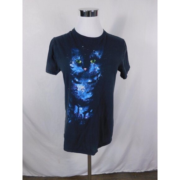 Galaxy Cat Nebula Graphic Tee Black Space Witchcore S - Picture 1 of 9